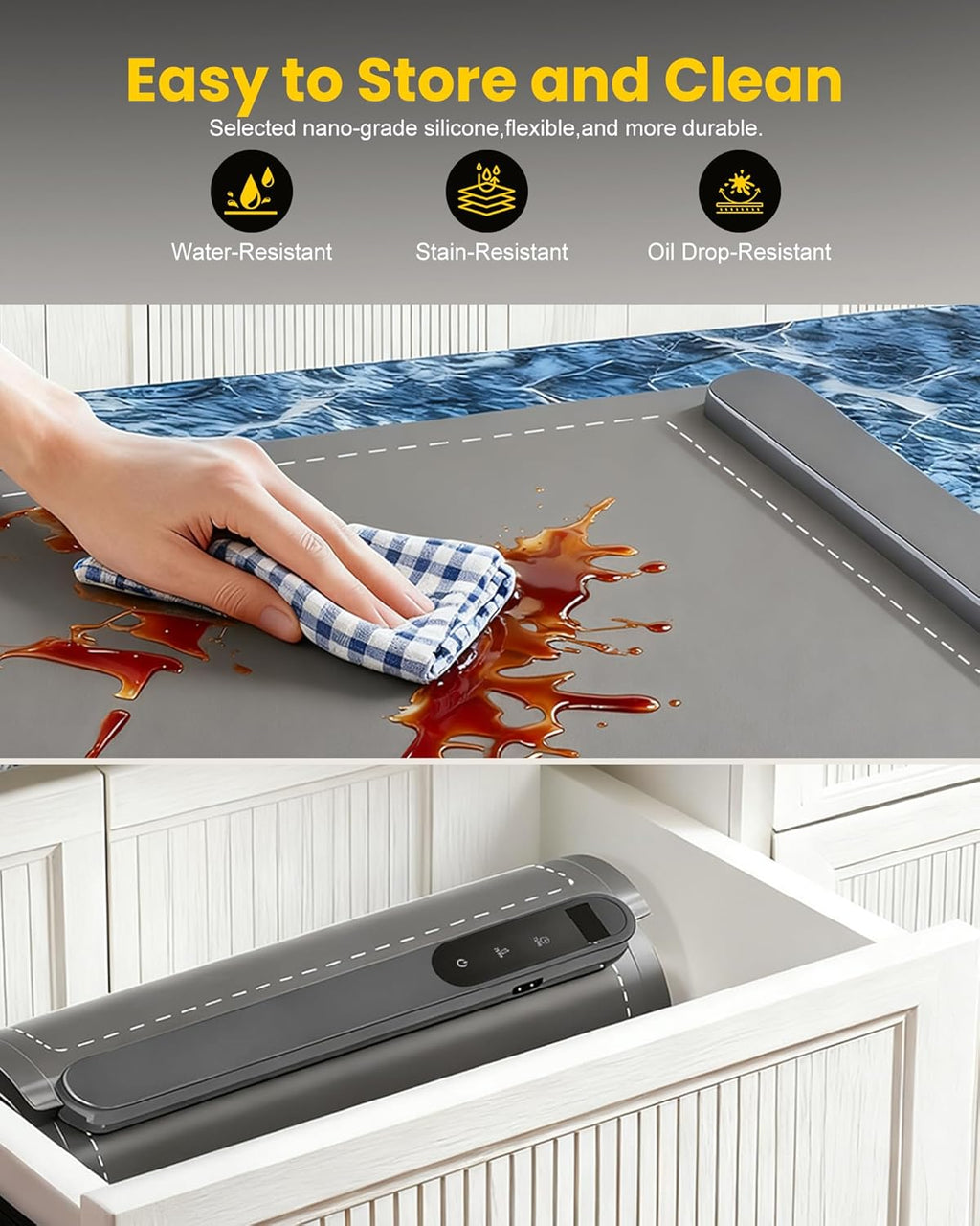 Graphene Food Warming Mat Extra Large 32"X16" with Insulation Pad for Countertop, Chafing Dishes for Buffet, for Kitchen, Food Warmers for Parties, Portable Heating Pad, 560W Custom Warm Setting, Grey