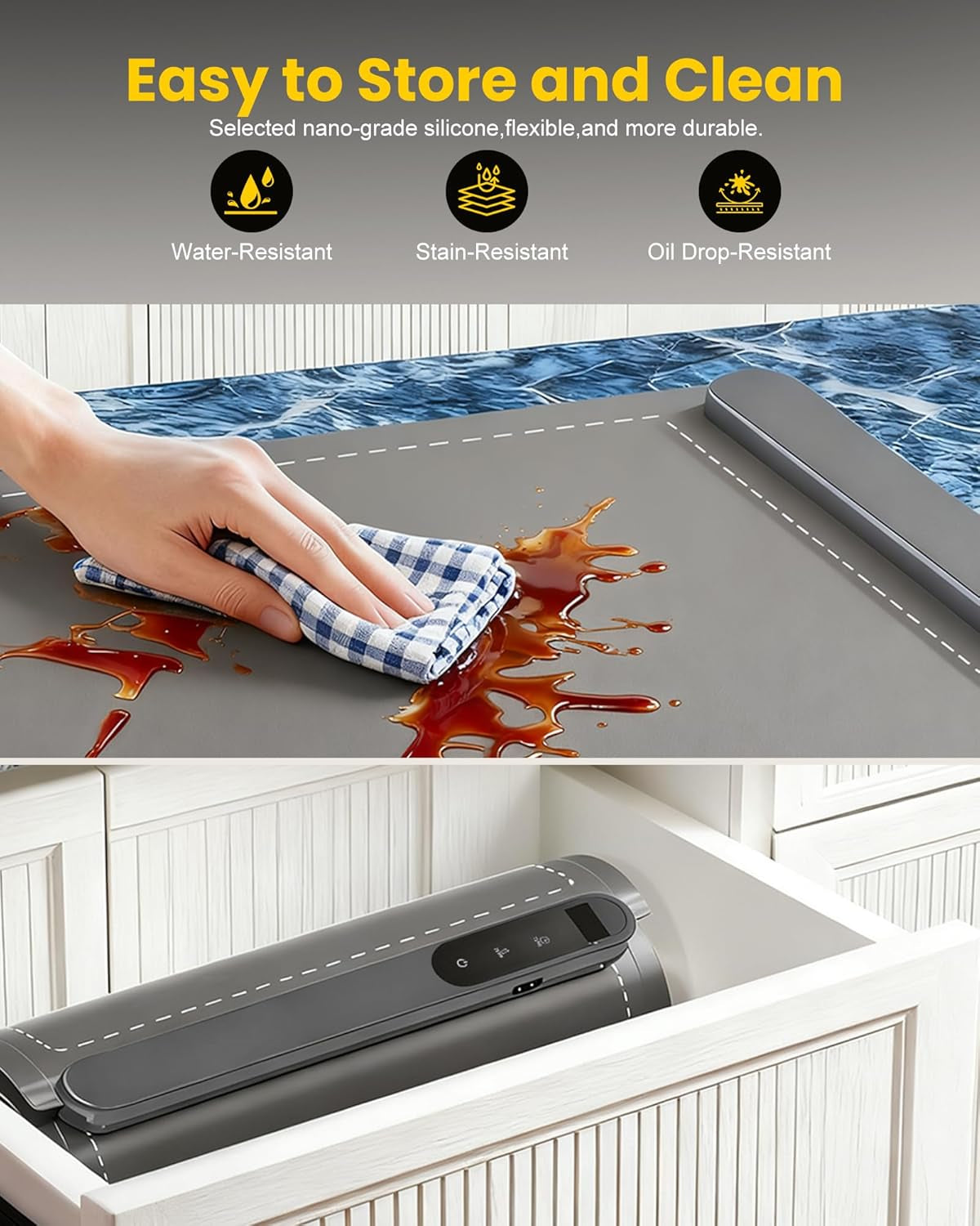 Graphene Food Warming Mat Extra Large 32"X16" with Insulation Pad for Countertop, Chafing Dishes for Buffet, for Kitchen, Food Warmers for Parties, Portable Heating Pad, 560W Custom Warm Setting, Grey