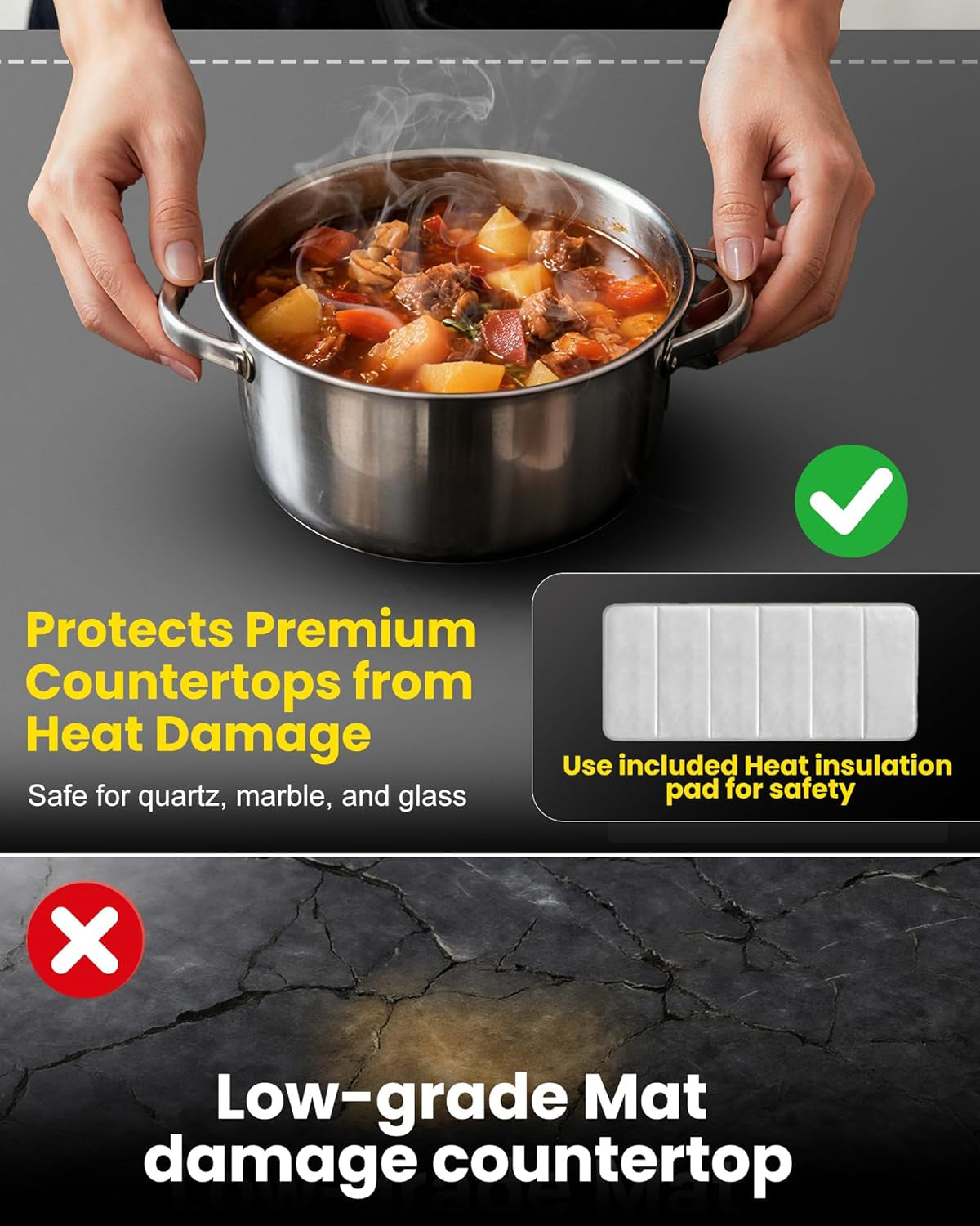 Graphene Food Warming Mat Extra Large 32"X16" with Insulation Pad for Countertop, Chafing Dishes for Buffet, for Kitchen, Food Warmers for Parties, Portable Heating Pad, 560W Custom Warm Setting, Grey